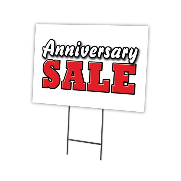 Anniversary Sale Yard Sign & Stake outdoor plastic coroplast window, C-1216-DS-Anniversary Sale